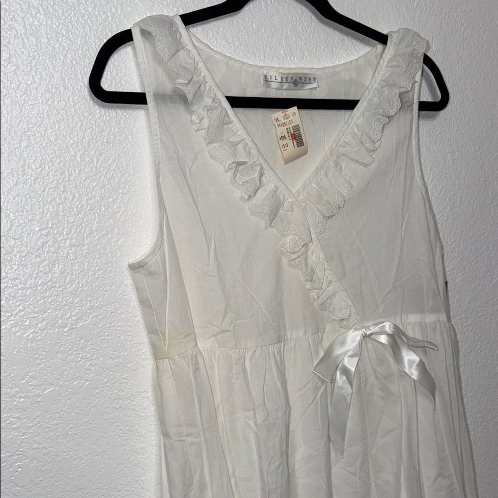 Vintage retro whit cotton Eileen West Ruffle cottagecore Lolita Dress M - Picture 2 of 8